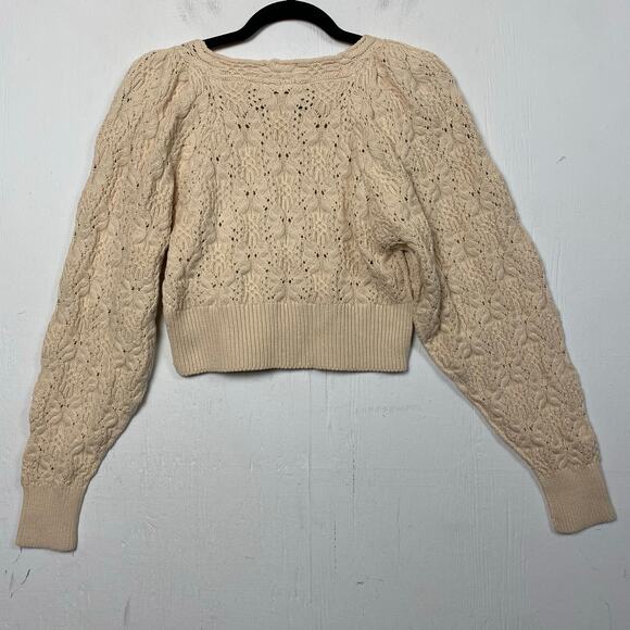 Free People Olive You Butterfly Knit Natural Cardigan Sweater Size XS - Picture 3 of 10